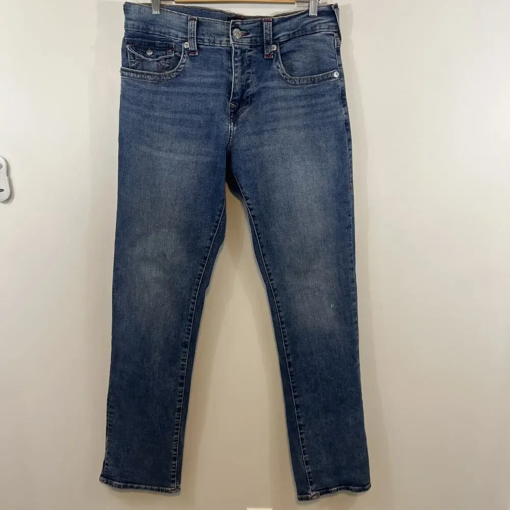 True Religion Ricky Jeans Mens 34 Medium Wash Relaxed‎ Straight Denim